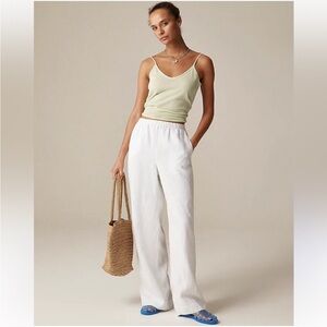 J Crew Pants L Stratus Linen White